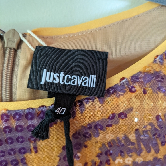 Just Cavalli Purple Orange Asymmetrical Mini Dress NWT Sz 6 - Picture 6 of 9